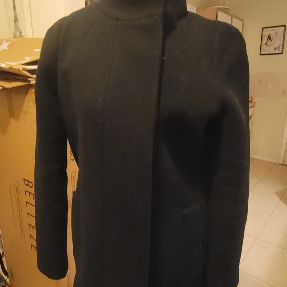 New JCREW $298 Size 0 Button-Neck City Coat in Black. - Picture 8 of 9